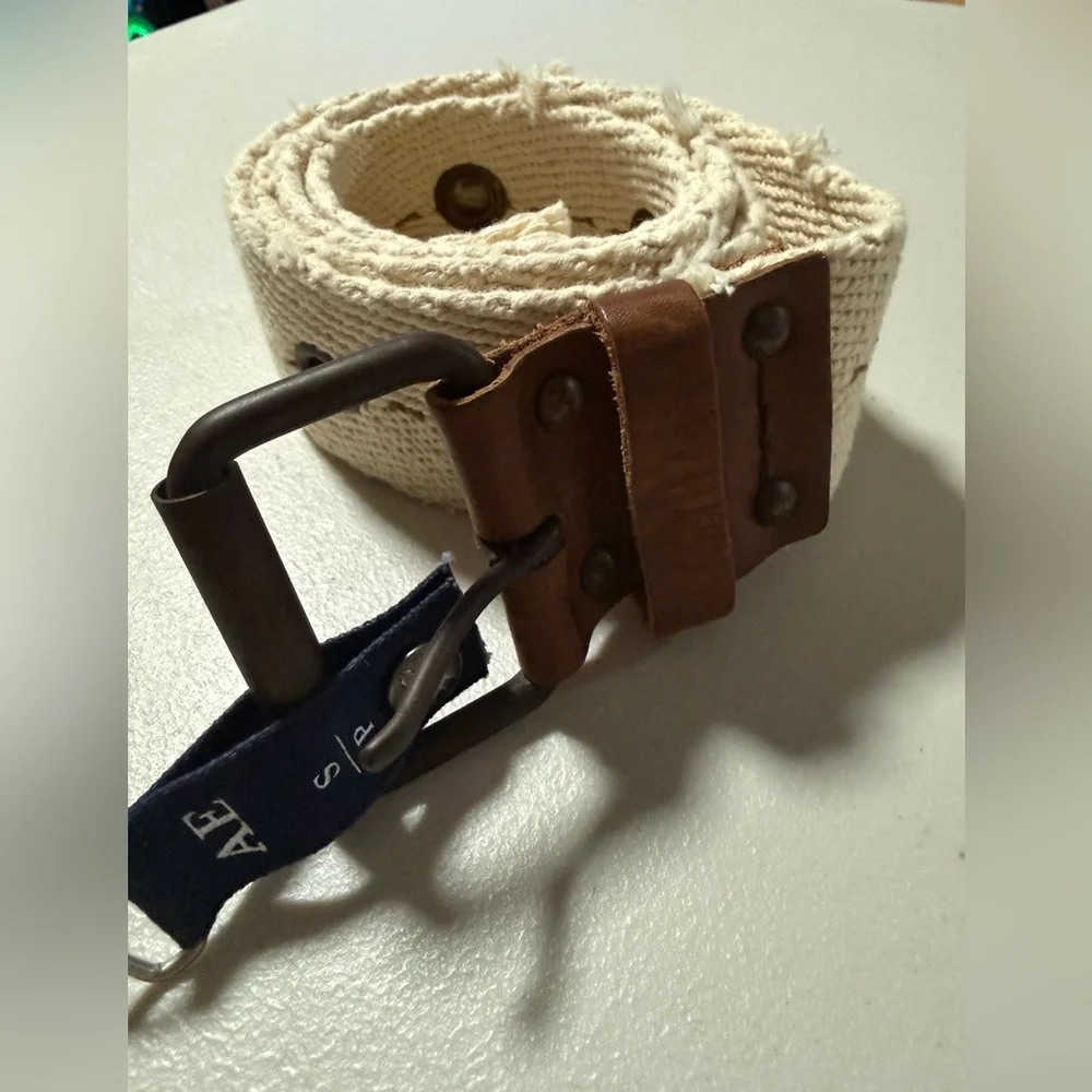 American Eagle Wide Canvas Grommet Belt Size Small Y2K Gorpcore Utility